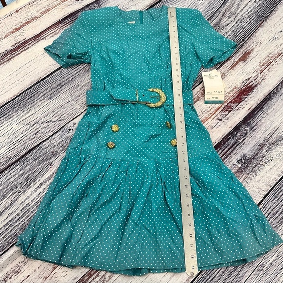 Vintage 90’s Teal Polka Dot Belted Dress “Blondie and Me” NWT​ - Picture 10 of 11